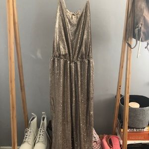 free people silver sequin jumpsuit